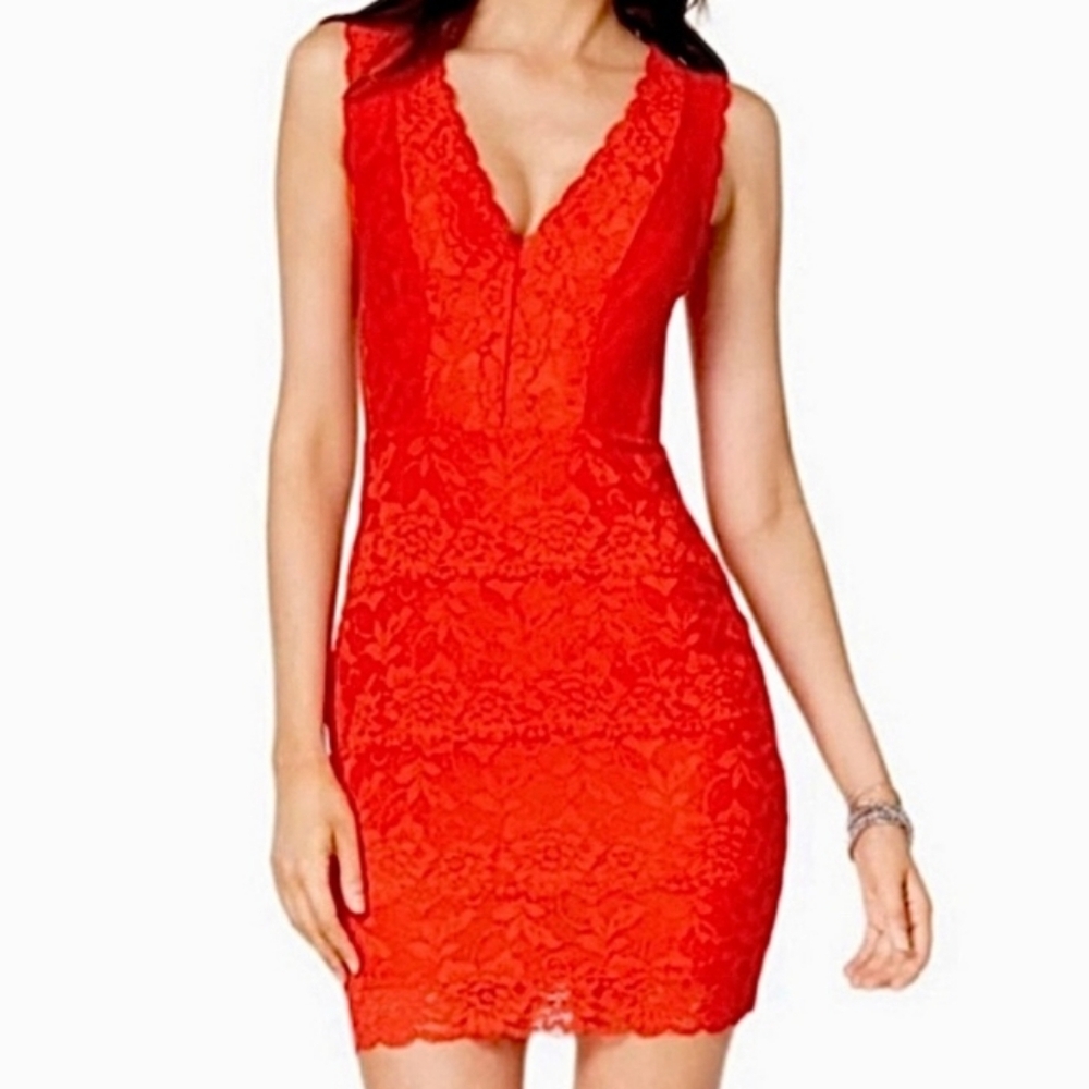 Valentines Day Guess Women’s Small Red Lace Dress Sleeveless Mini